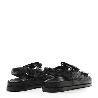 Chanel Grained Calfskin Velcro Dad Sandals 39 Black 4 of 8