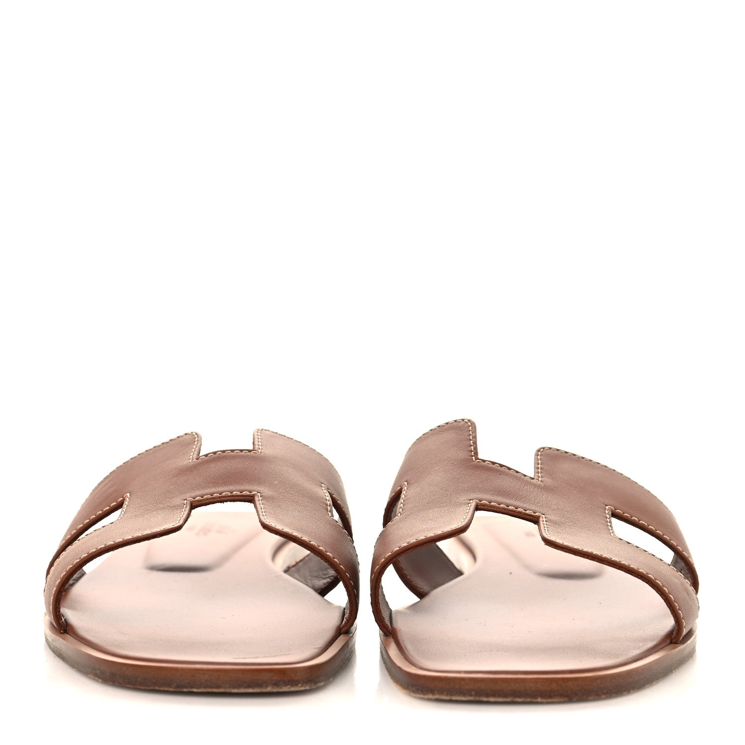 Hermes Box Calfskin Oran Sandals 37 Gold 3 of 10