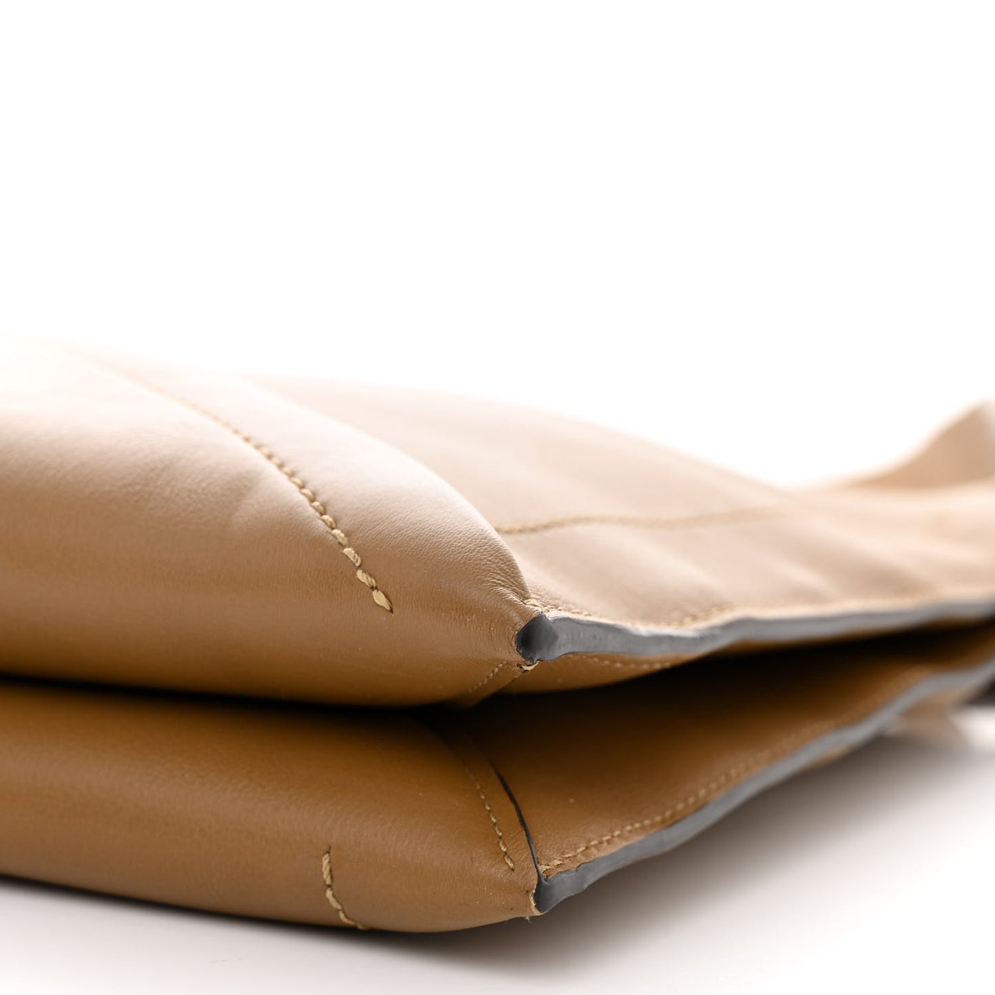 Matte Smooth Calfskin Large M Zippered Bag Teak