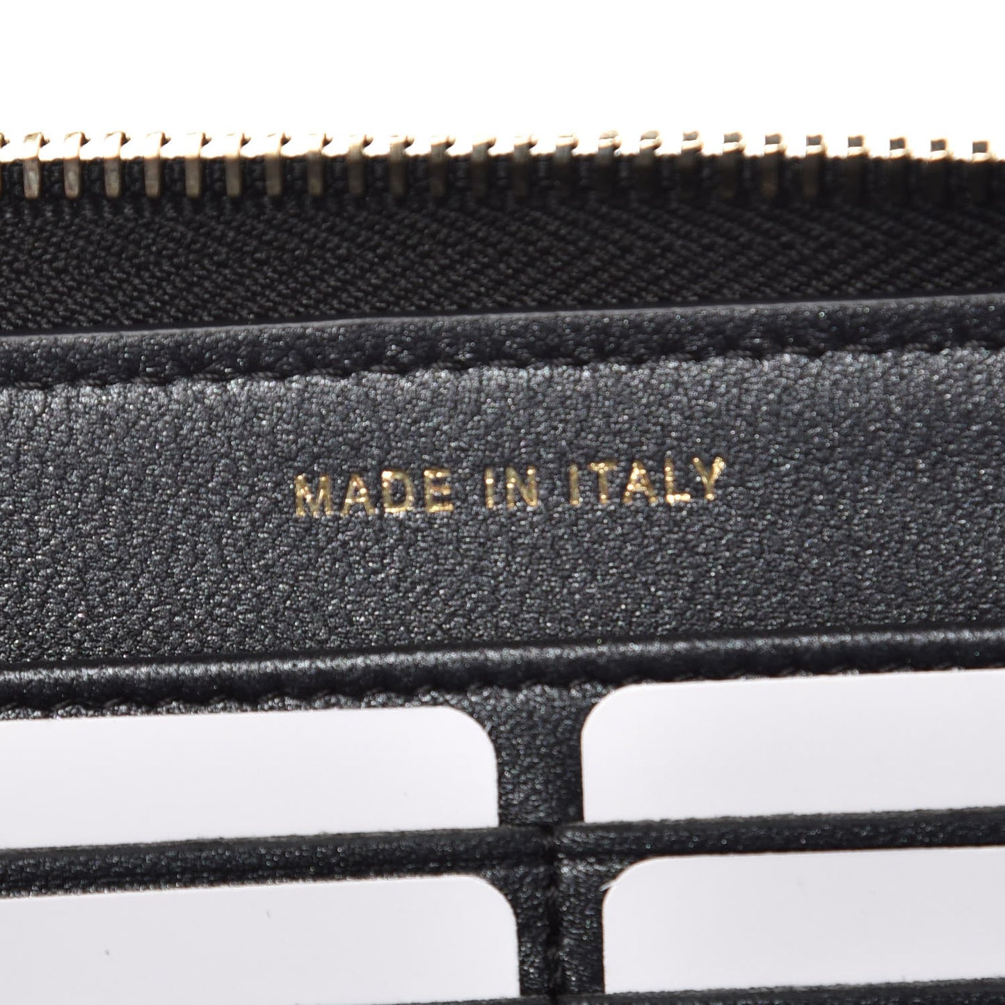 Lambskin Zip Around Large Gusset Wallet With Pearl Chain Black