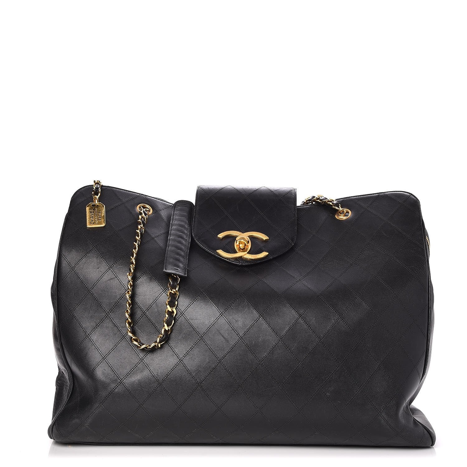 Chanel Calfskin Stitched XL Weekender Black 1 of 10