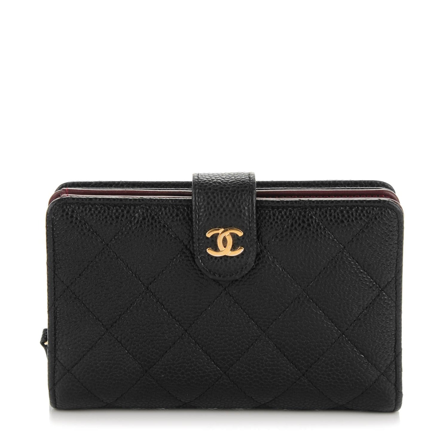 Caviar Quilted Zipped Pocket Wallet Black