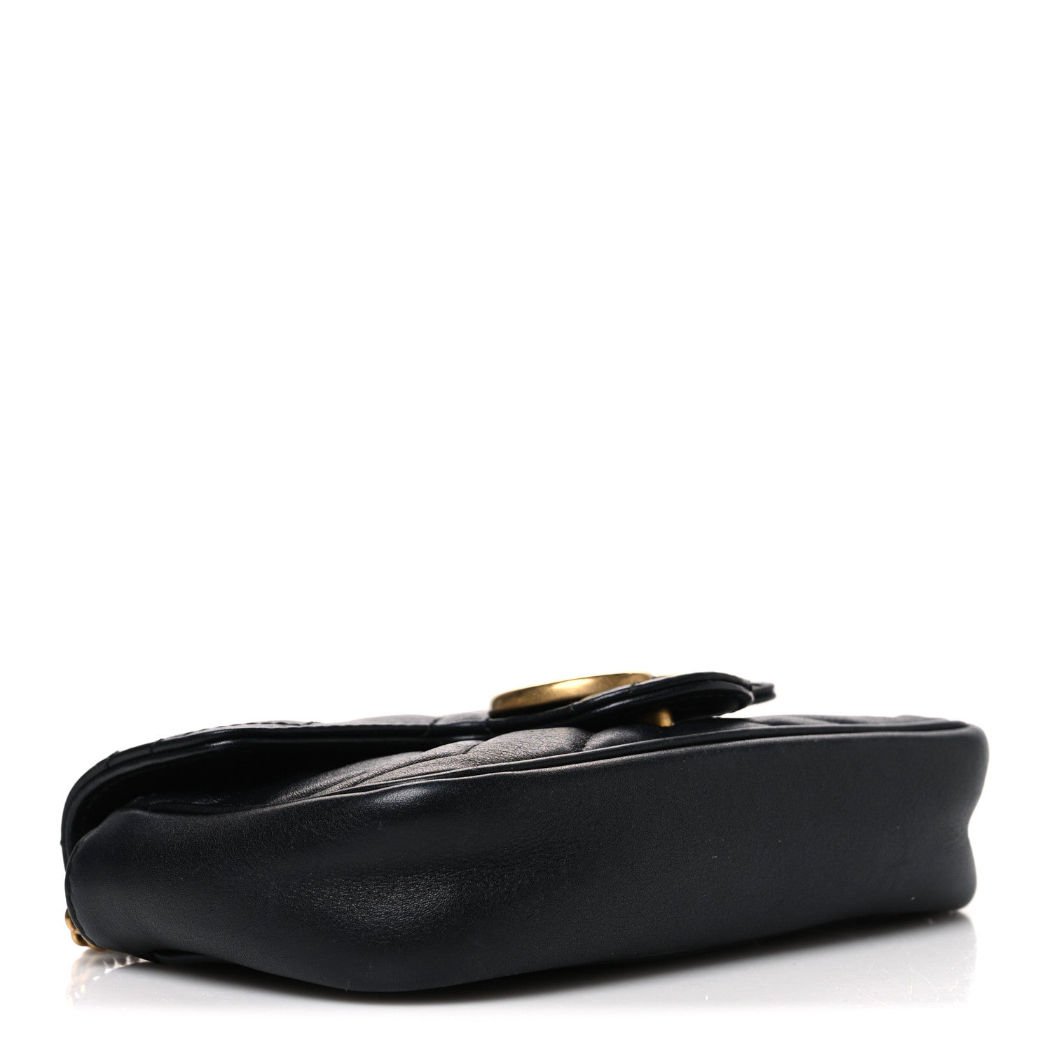Gucci Calfskin Matelasse Super Mini GG Marmont Shoulder Bag Black 4 of 11