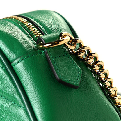 Gucci Azalea Calfskin Enamel Matelasse Diagonal Small Torchon GG Marmont Chain Shoulder Bag New Shamarock Emerald 6 of 7
