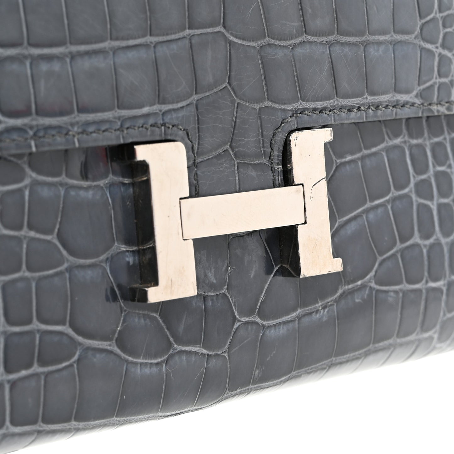 Shiny Alligator Constance Long Wallet Blue Jean
