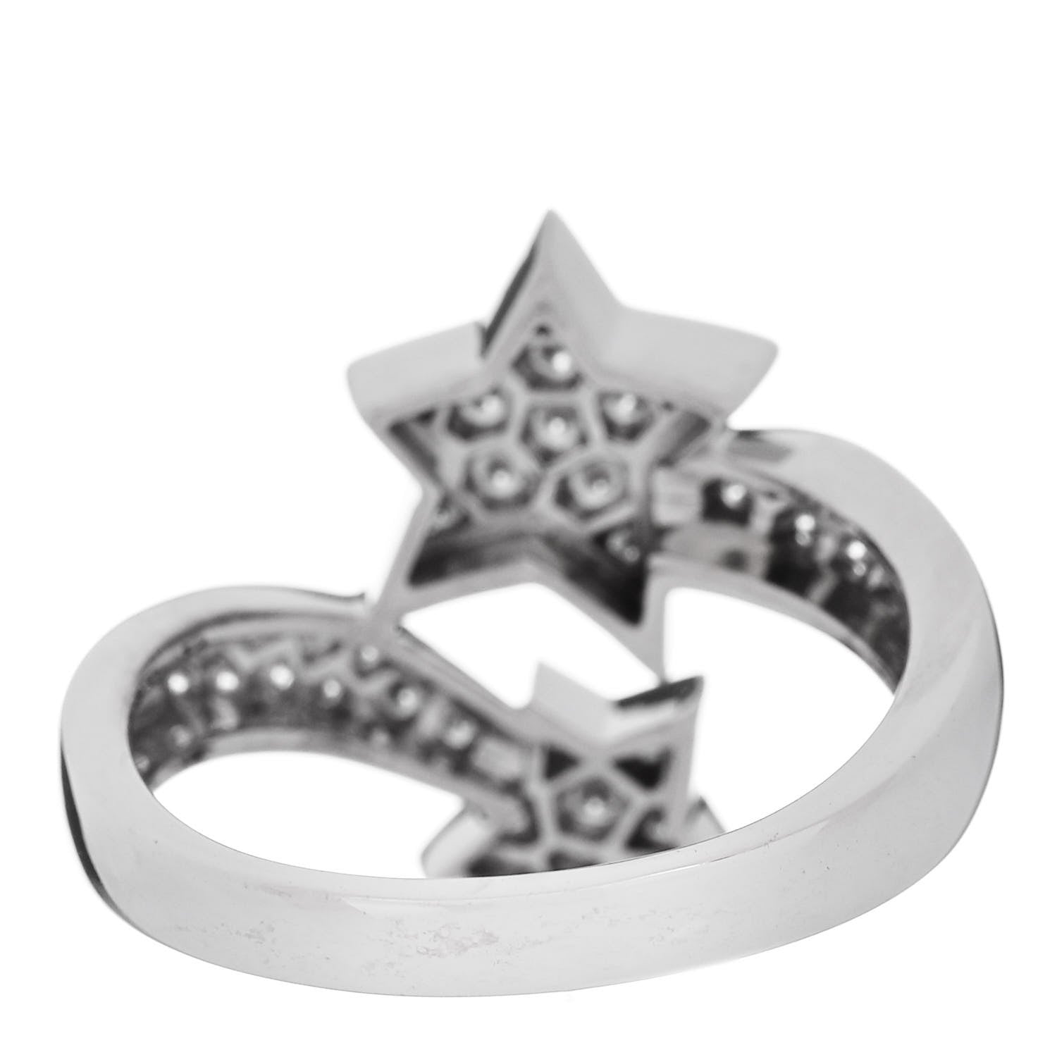 Chanel 18K White Gold Diamond Comete Geode Ring 60 9 3 of 5