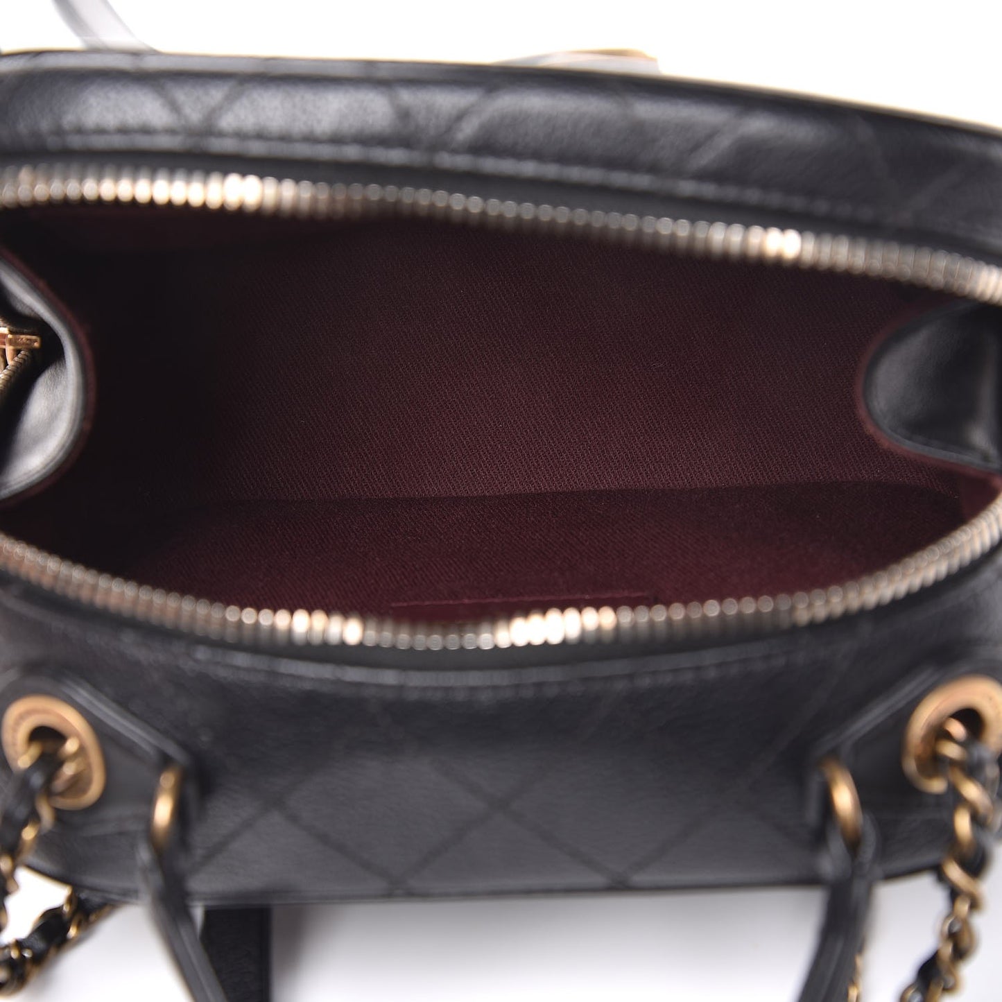 Shiny Calfskin Goatskin Small Coco Curve Vanity Bag Black