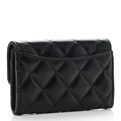 Chanel Lambskin Quilted Flap Card Holder Wallet Black 3 of 8