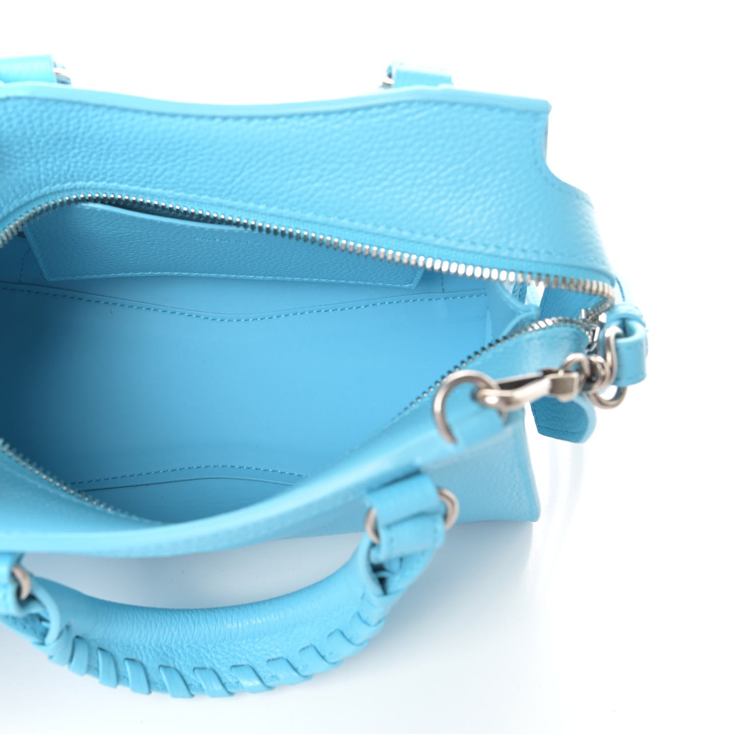 Grained Calfskin Neo Classic Silver Hardware Mini City Azur