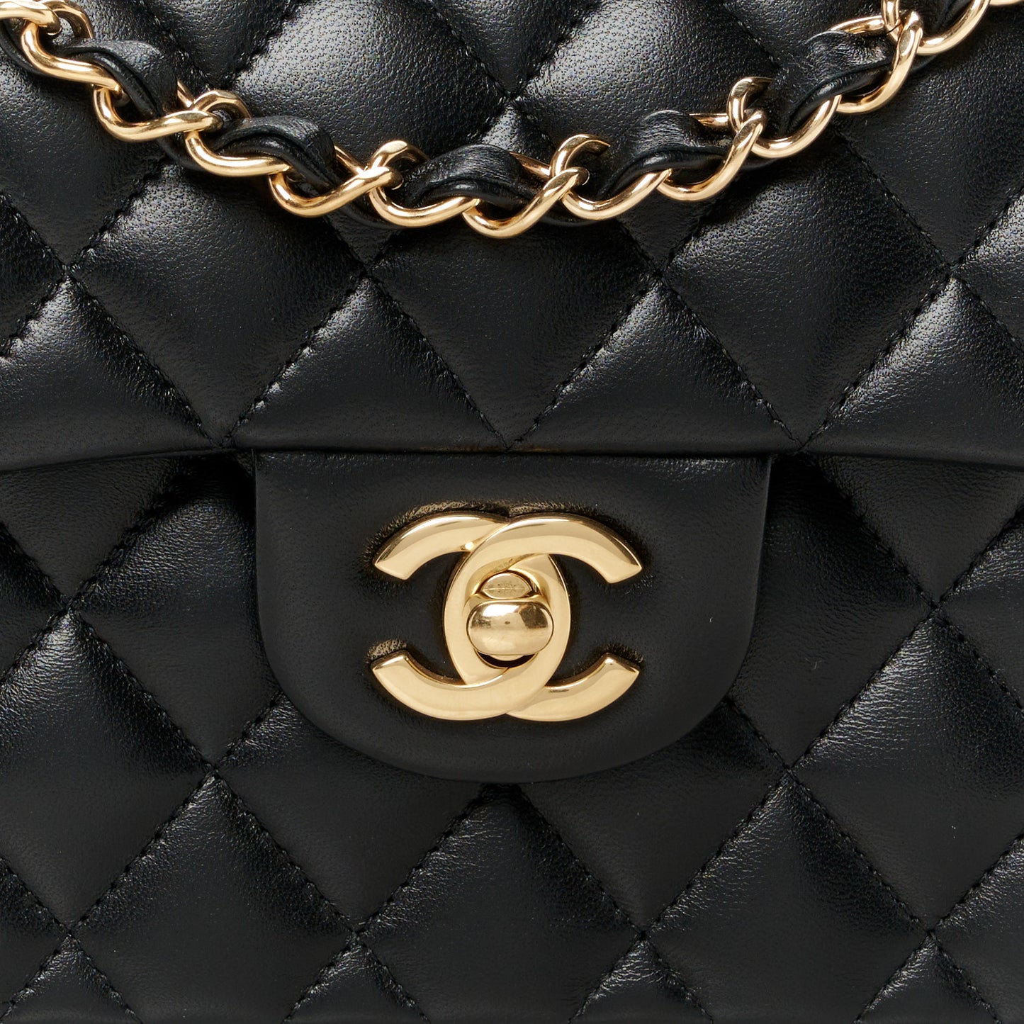 Lambskin Quilted Small Double Flap Black