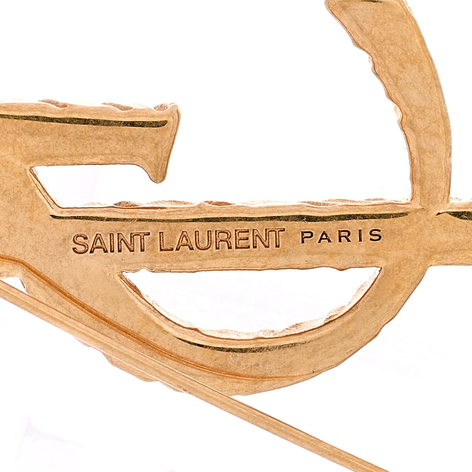 Saint Laurent Brass Cassandre Opyum YSL Twisted Brooch Gold