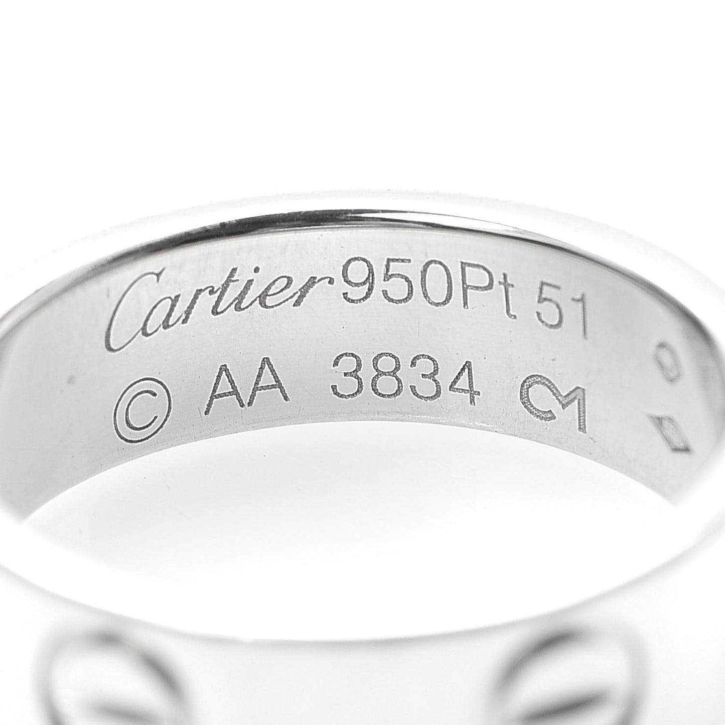 Platinum 5.5mm LOVE Ring 51 5.75