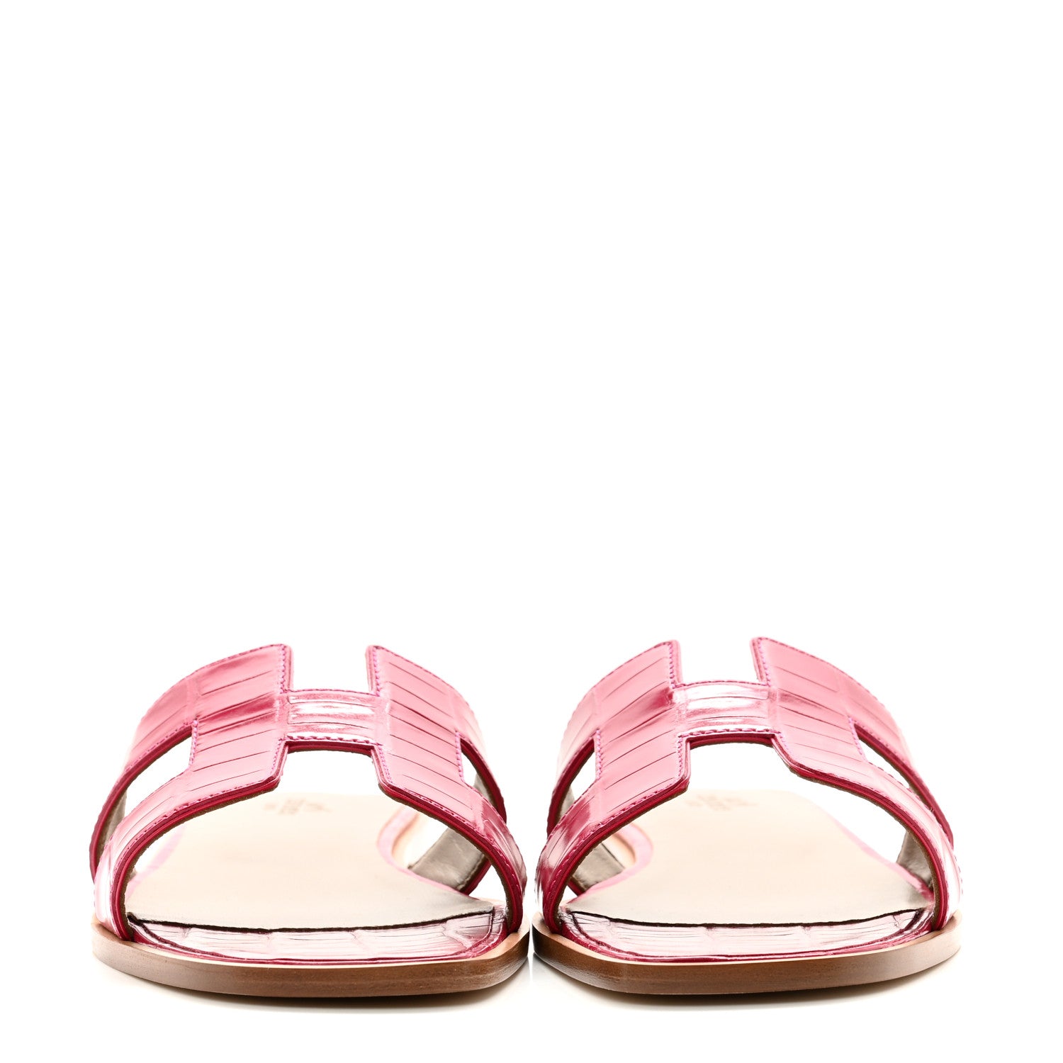 Hermes Shiny Alligator Oran Sandals 41 Rose Mexico 2 of 9