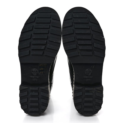 Chanel Crackled Calfskin Velvet Pearl Combat Short Boots 36.5 Black 6 of 8