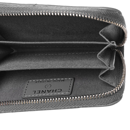 Chanel Lambskin Quilted Chanel 19 Zip Around Coin Purse Wallet Grey 5 of 9