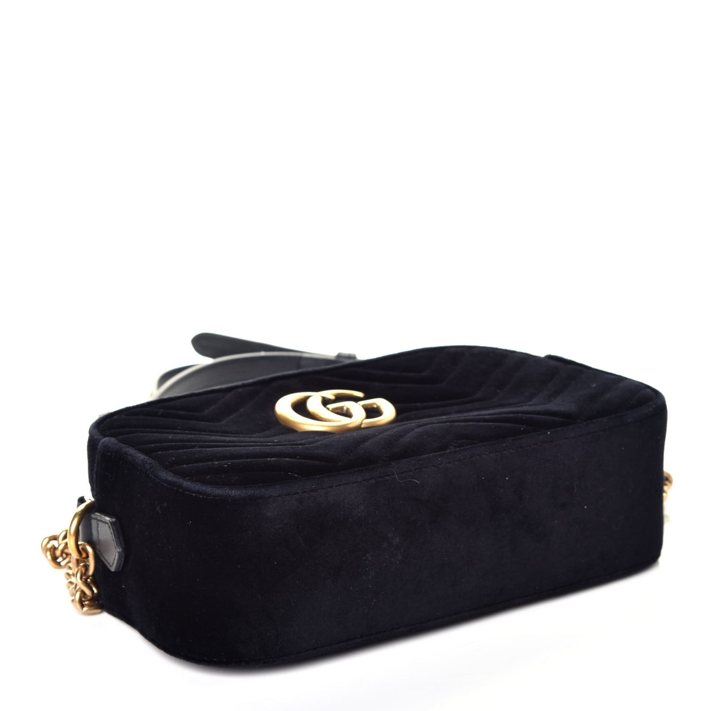 Velvet Matelasse Small GG Marmont Chain Shoulder Bag Black
