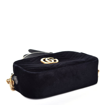 Gucci Velvet Matelasse Small GG Marmont Chain Shoulder Bag Black 4 of 10