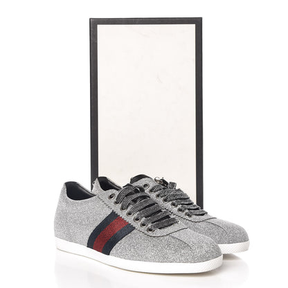 Gucci Glitter Fabric Studded Web Womens Sneakers 36 Silver 13 of 13