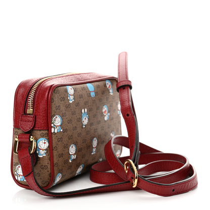 Gucci X DORAEMON Mini Vintage GG Supreme Monogram Camera Bag Beige Cherry Red 3 of 10