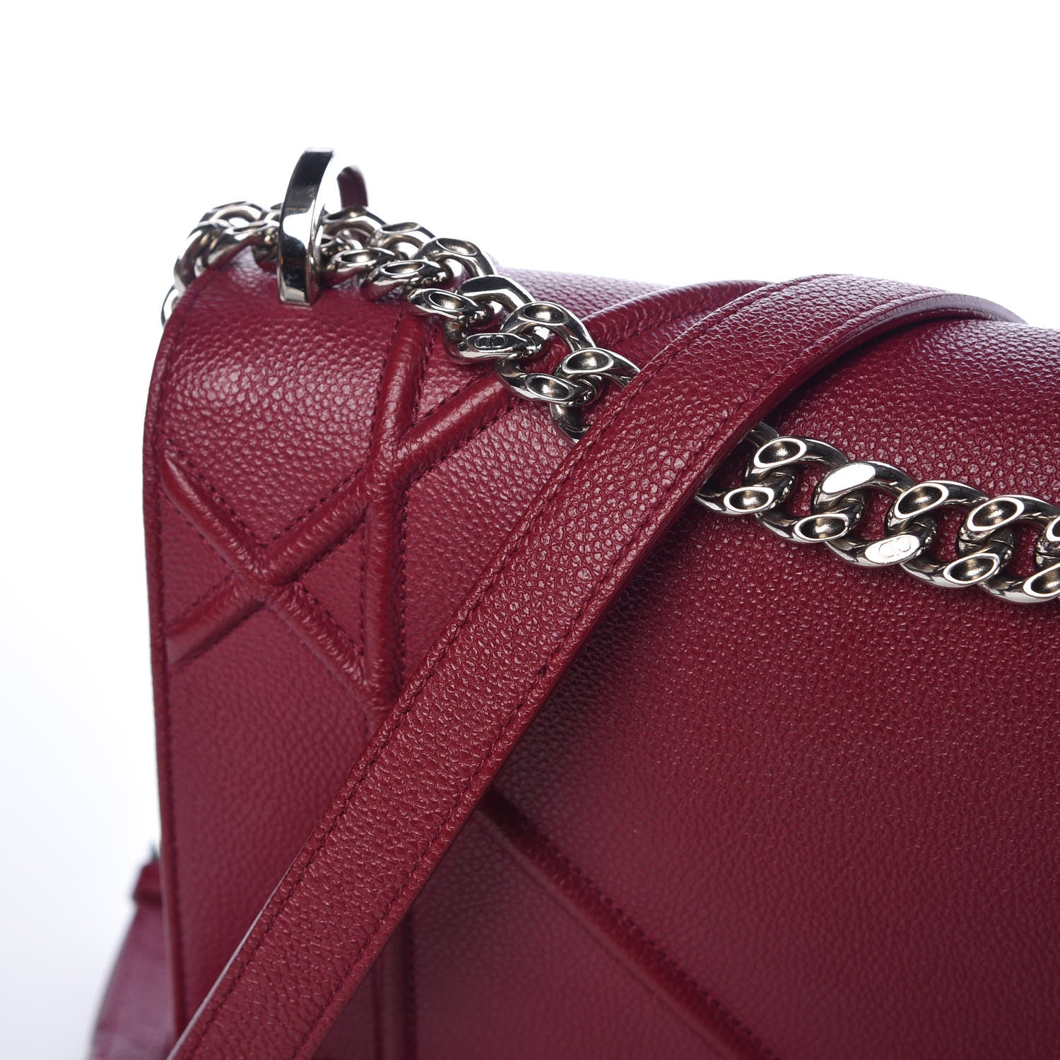 Christian Dior Grained Calfskin Large Diorama Flap Bag Burgundy 9 of 13