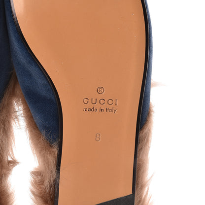 Gucci Velvet Fur Dragon Embroidered Mens Princetown Slippers 8 Zaffre Dark Zaffre 7 of 11