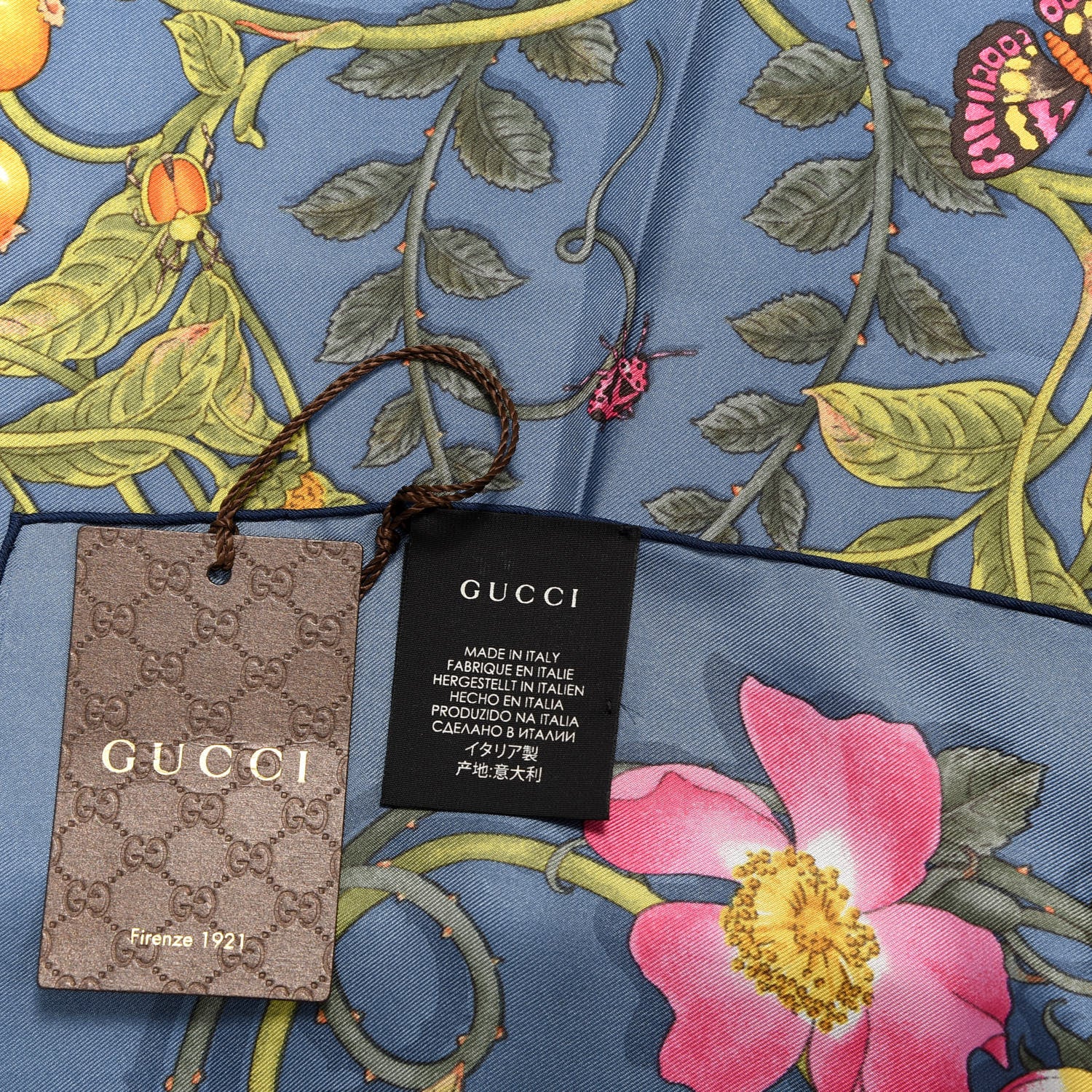Gucci Silk Twill Flowerwebby Square Scarf Sky Blue 2 of 5