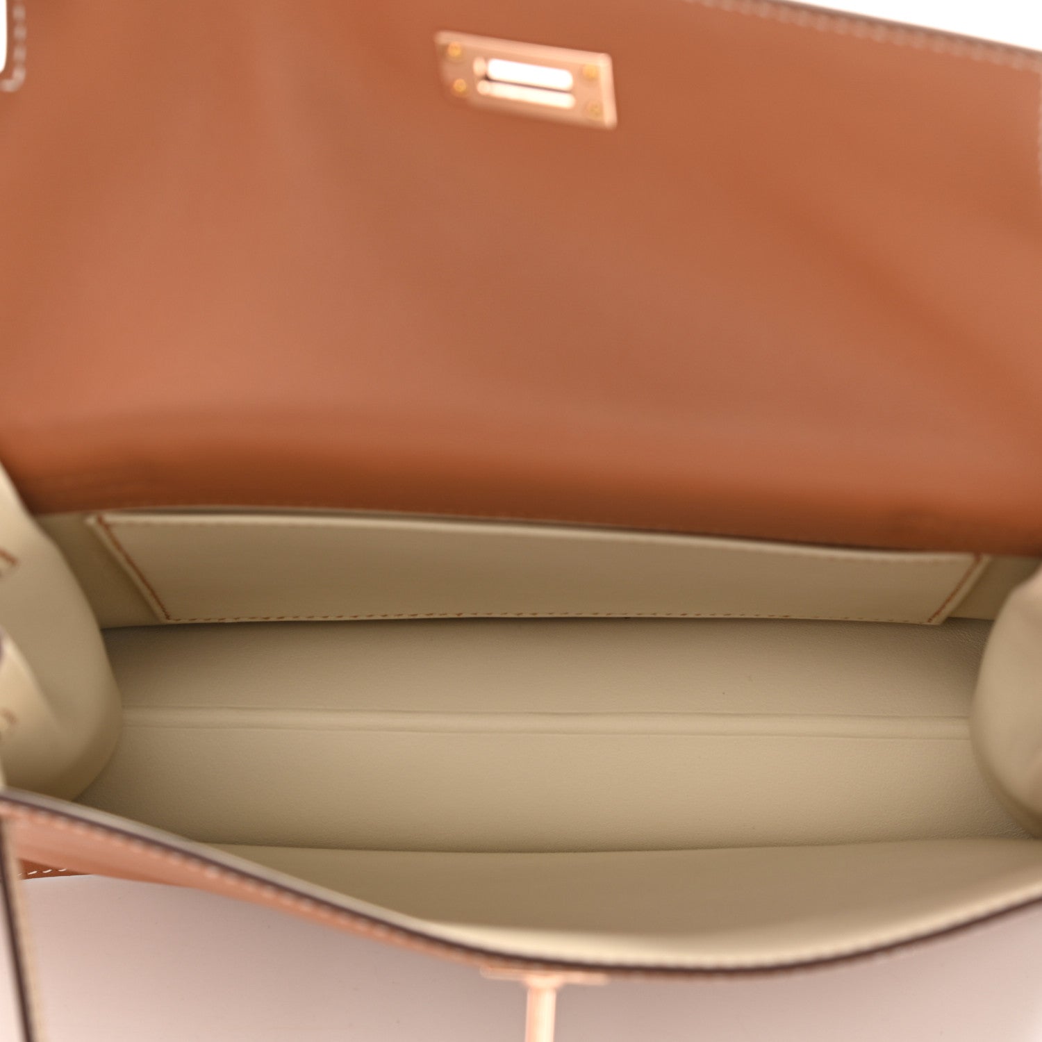 Hermes Veau Jonathan Horseshoe Kelly Danse II Belt Bag Gold Craie 4 of 11