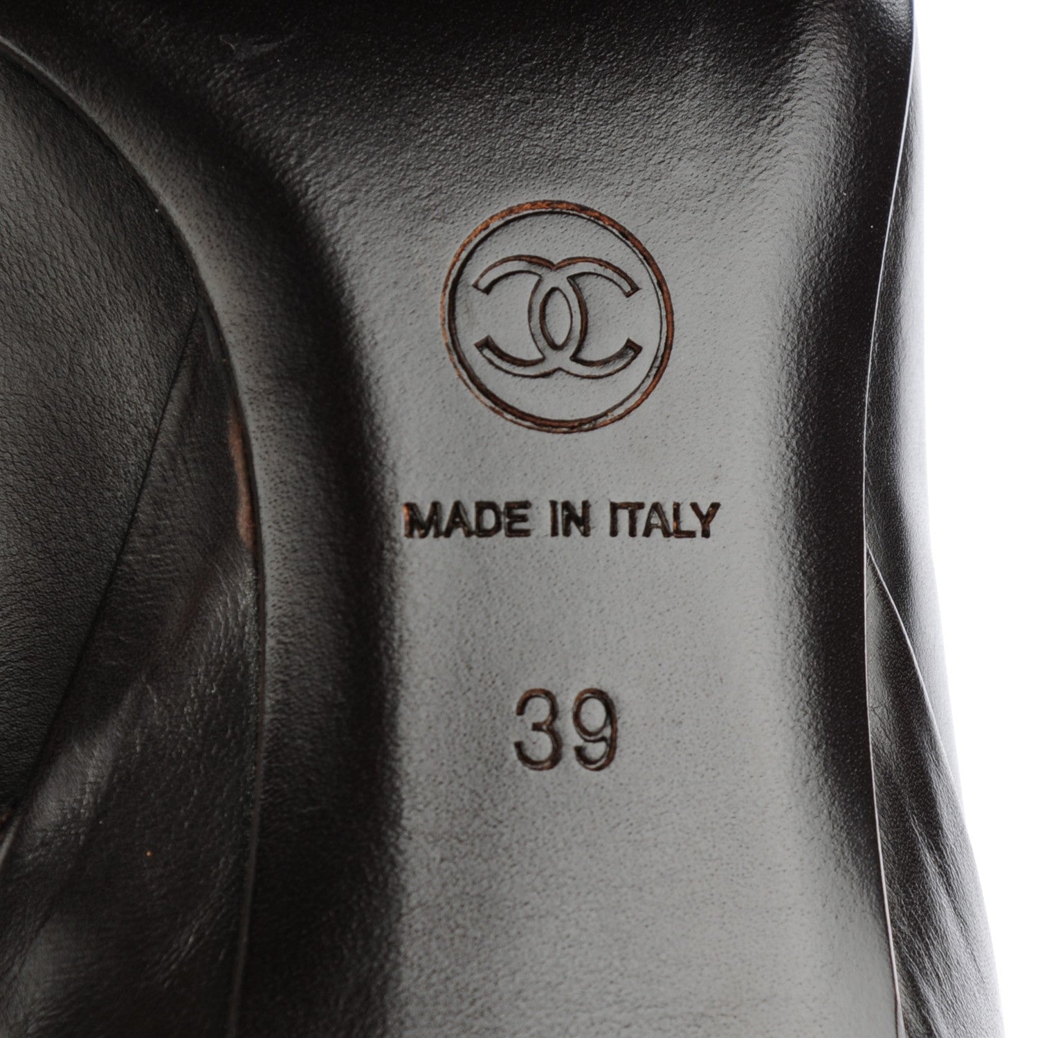 Chanel Calfskin CC Knee High Boots 39 Dark Brown 7 of 8