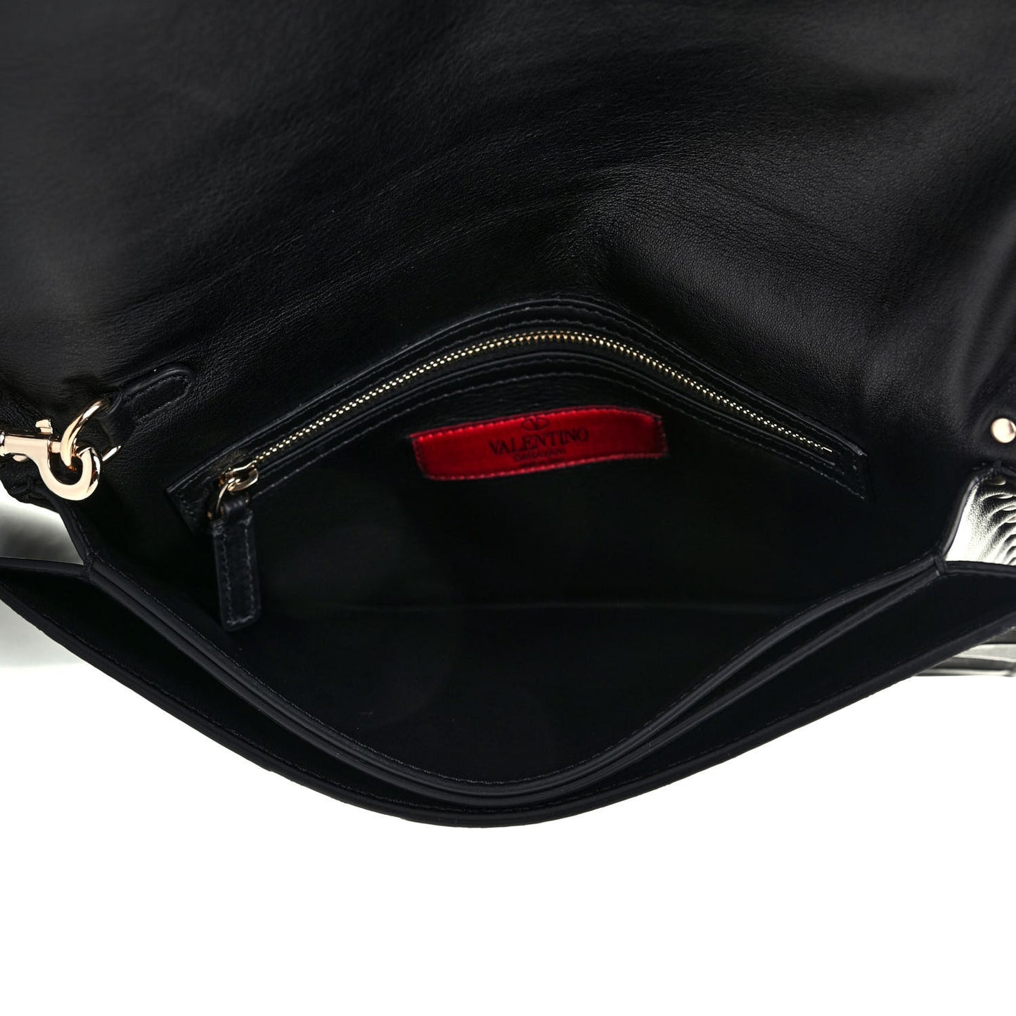 Nappa Canvas Camouflage Rockstud Wristlet Clutch Black