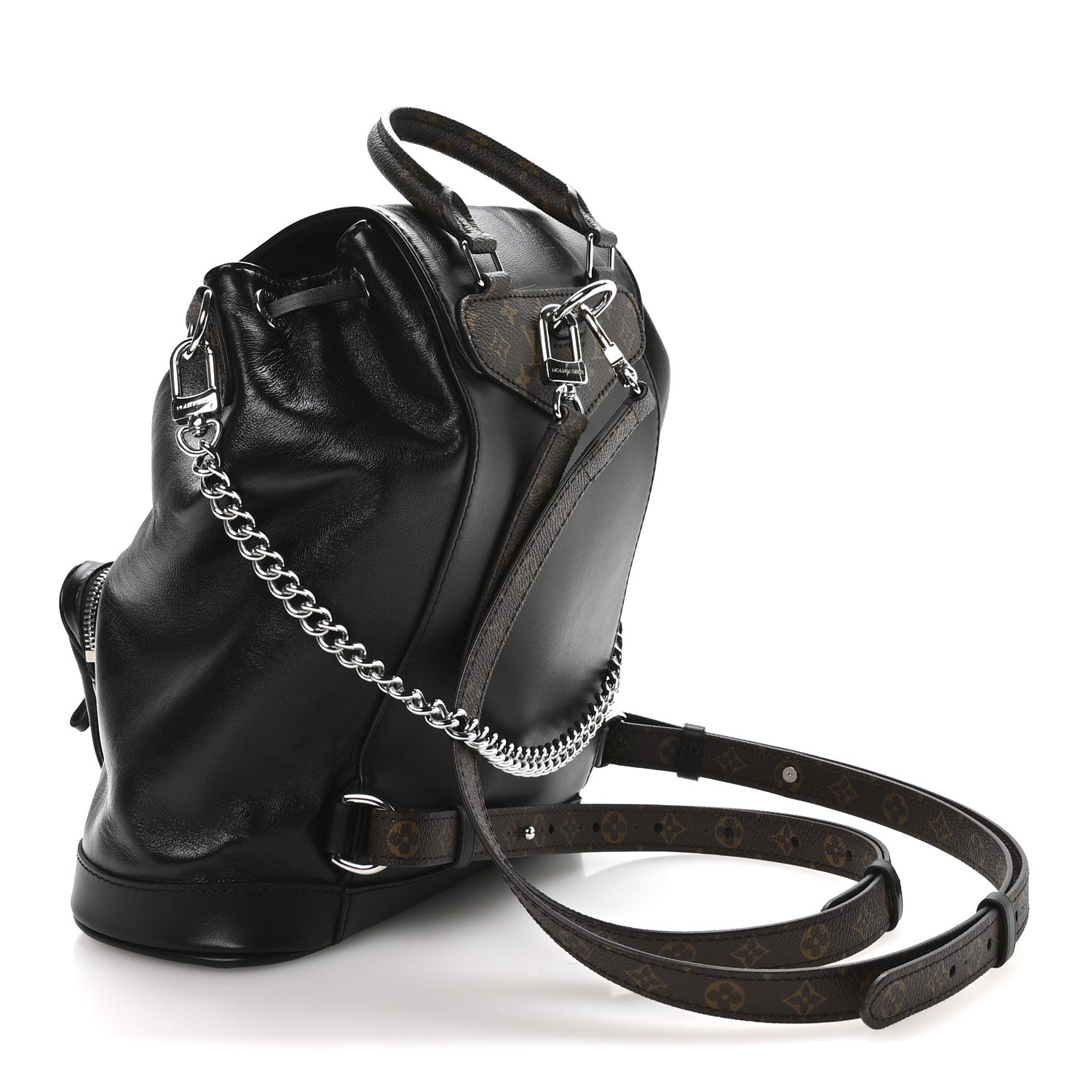 Louis Vuitton Lambskin Monogram Montsouris Vibe PM Black 3 of 9