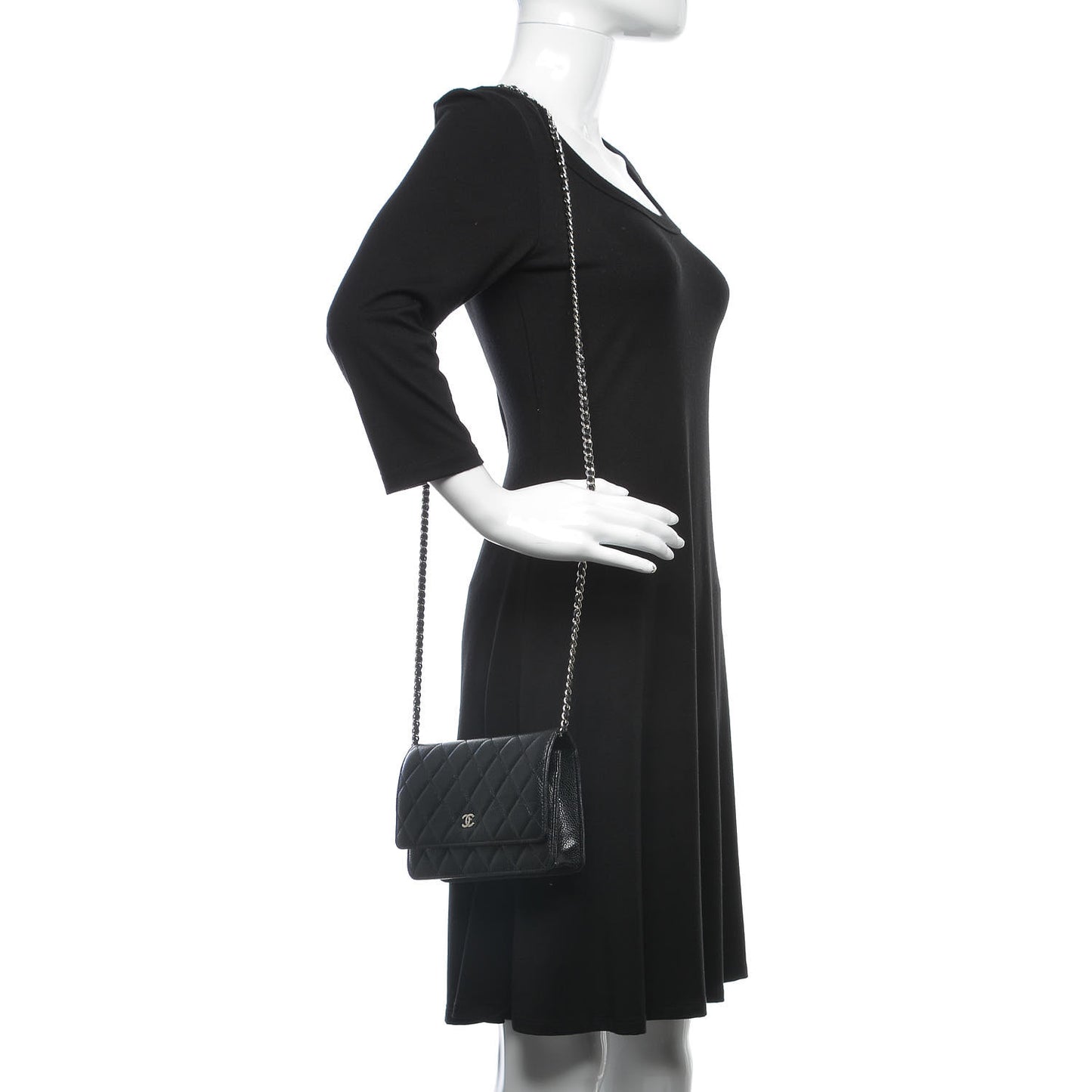 Caviar Quilted Wallet On Chain WOC Black