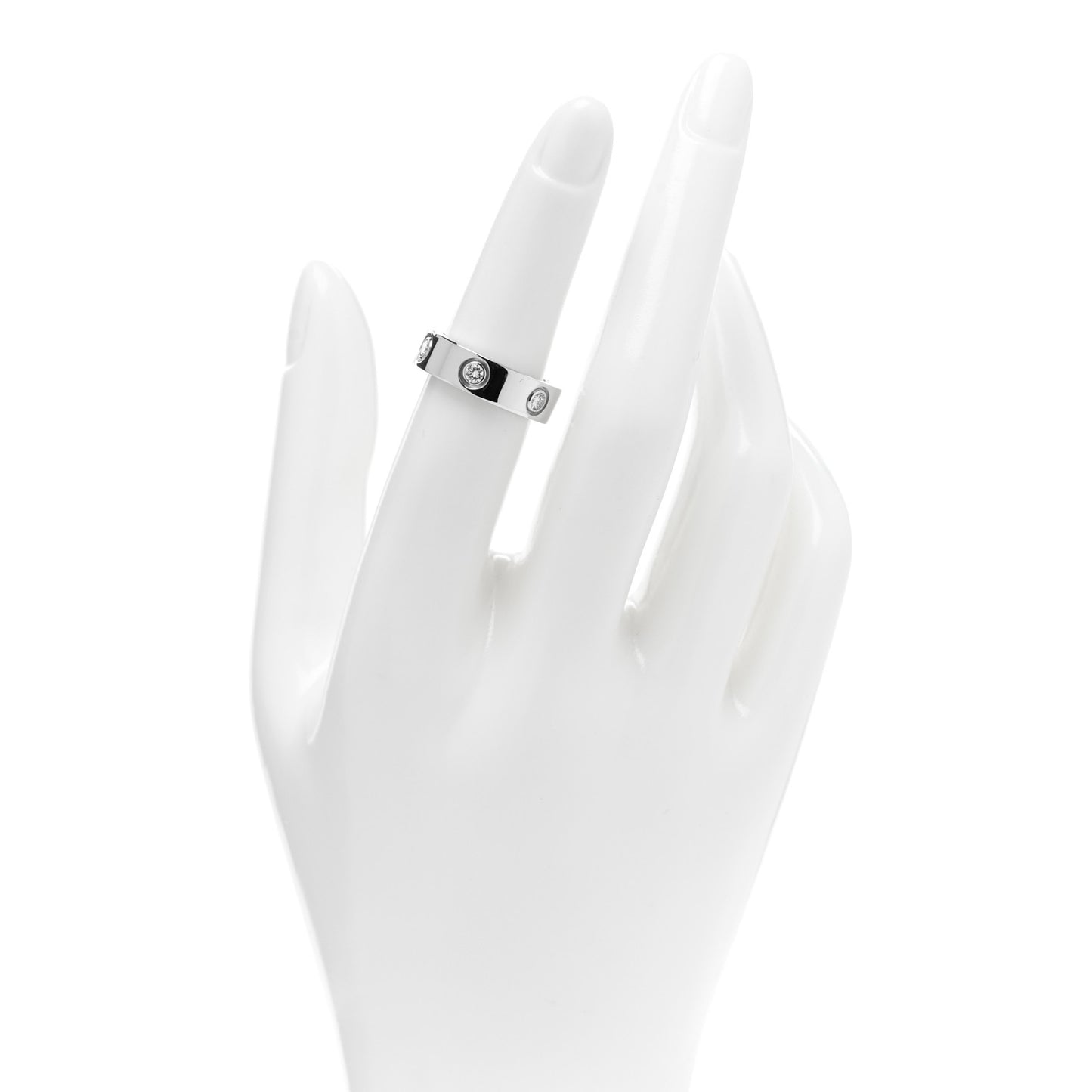18K White Gold 6 Diamond 5.5mm LOVE Ring 51 5.75