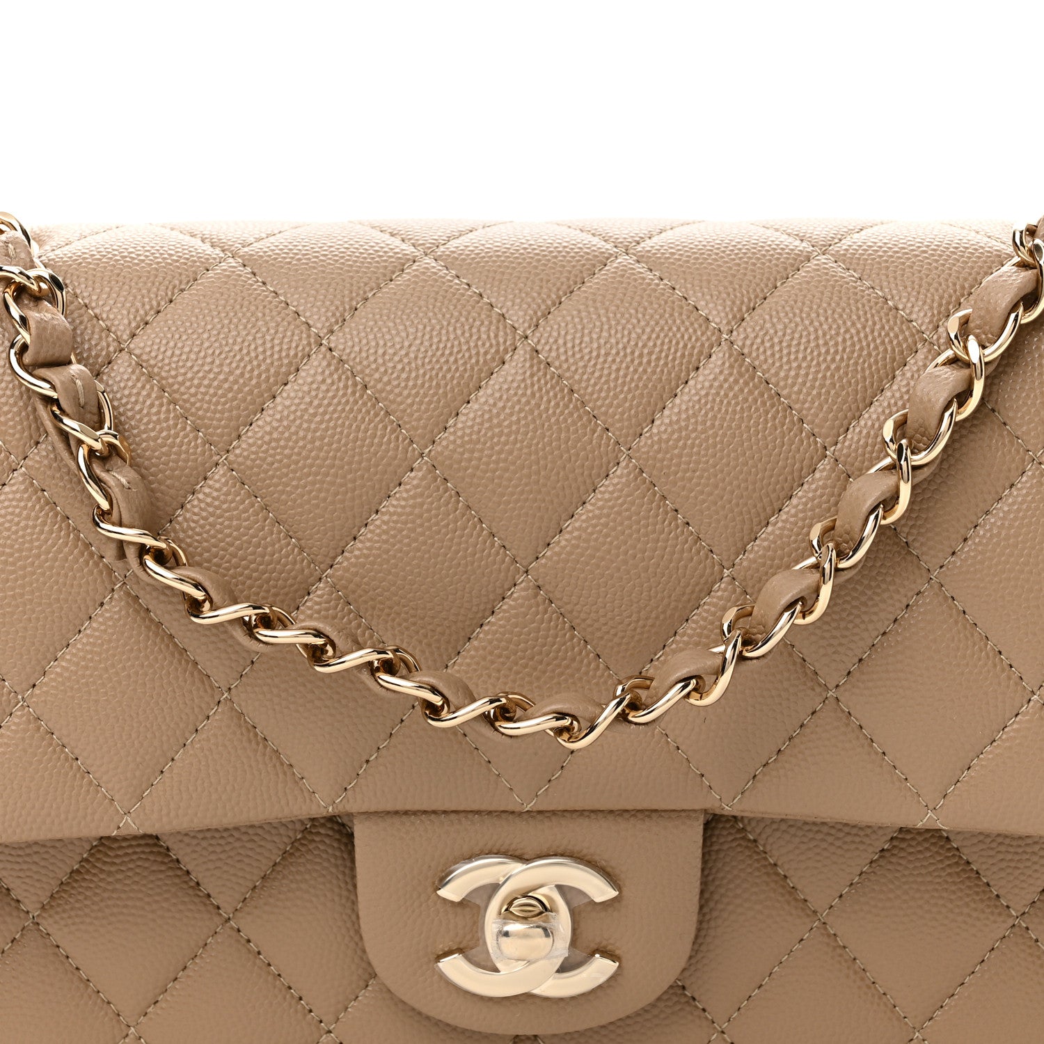 Chanel Caviar Quilted Medium Double Flap Beige 7 of 10