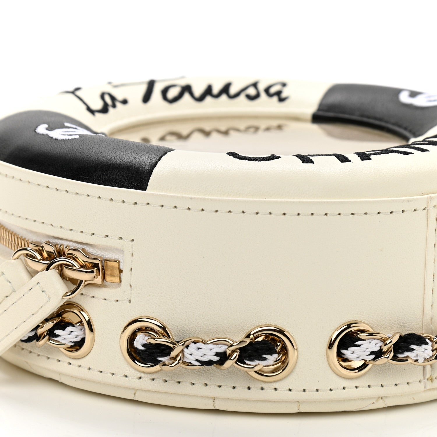 Chanel Lambskin Coco Lifesaver Round Bag Black White 8 of 11