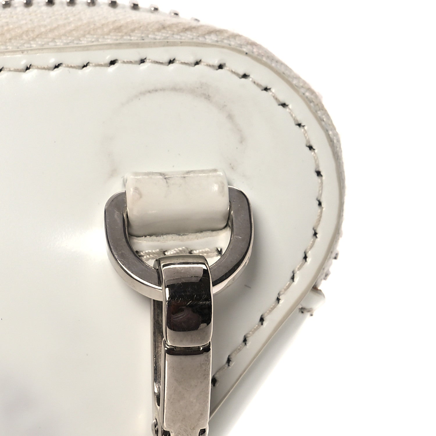 Prada Spazzolato Mini Triangle Chain Crossbody Pouch White 17 of 18