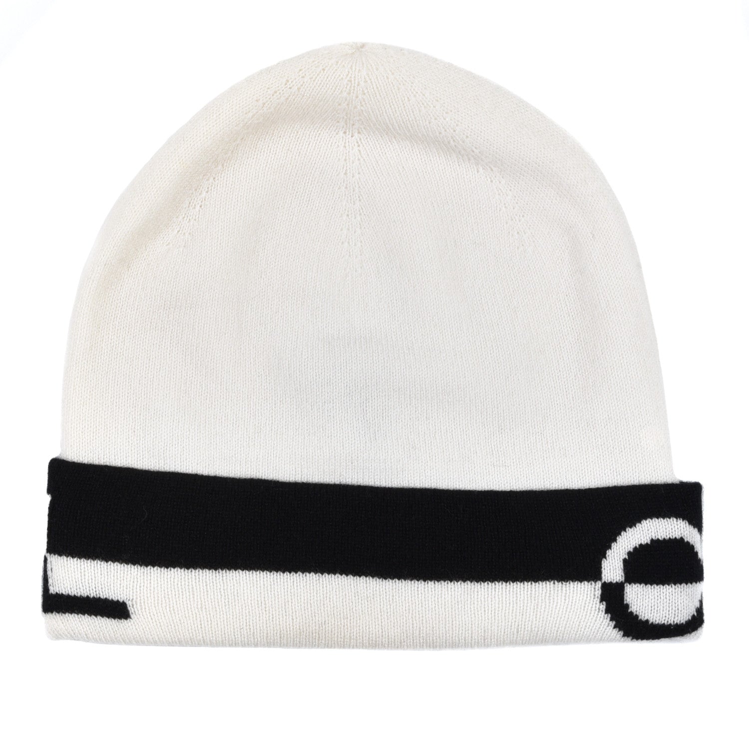 Chanel Cashmere Logo Beanie Hat White Black 2 of 6