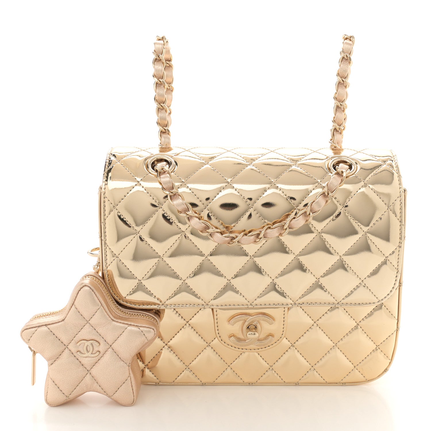 Chanel Mirror Calfskin Metallic Calfskin Quilted Hollywood Boulevard Backpack With Coin Purse Gold 3 of 12