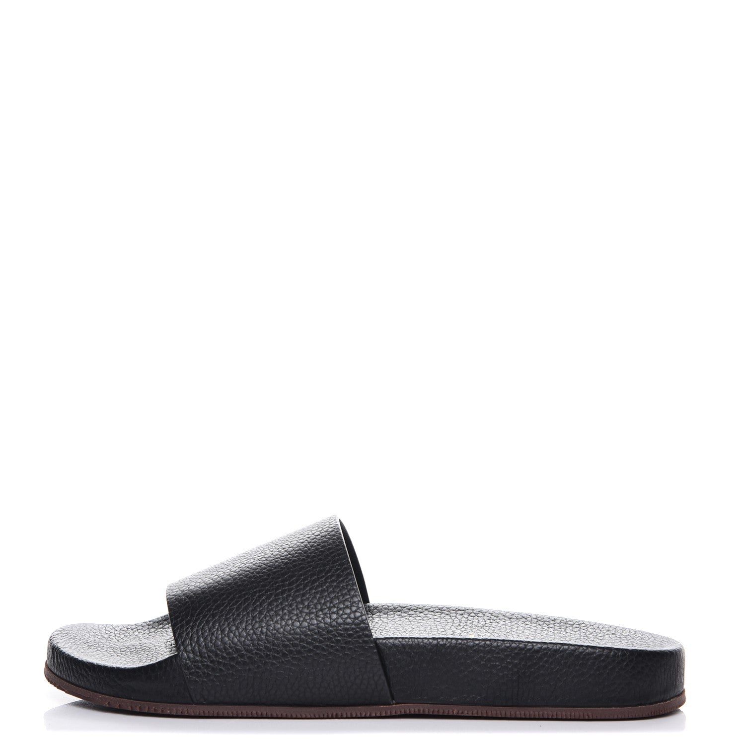 Valentino Garavani Mens Grained Calfskin Wide Strap Pool Slide Sandals 43 Black 1 of 8
