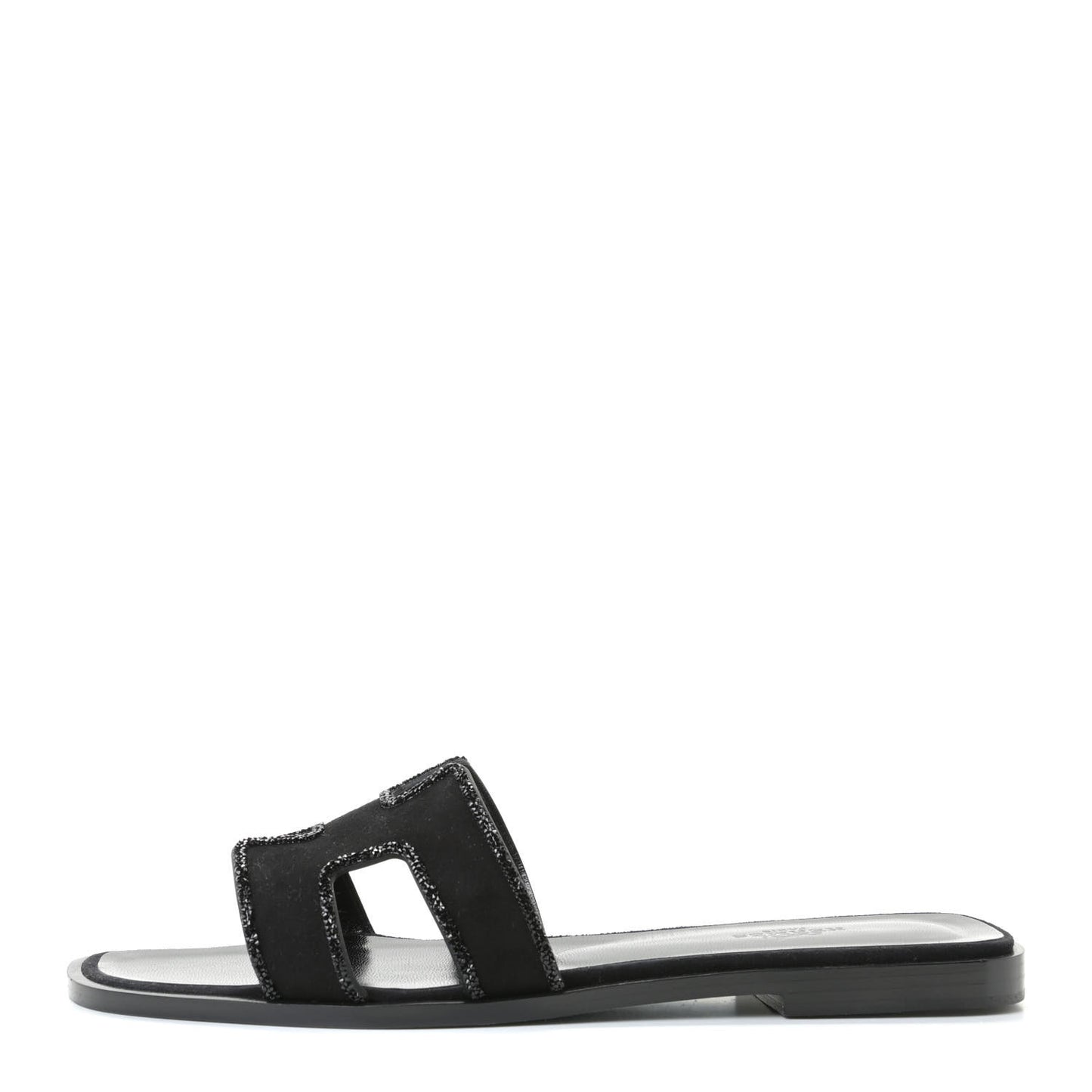 Suede Goatskin Crystal Oran Sandals 38 Black