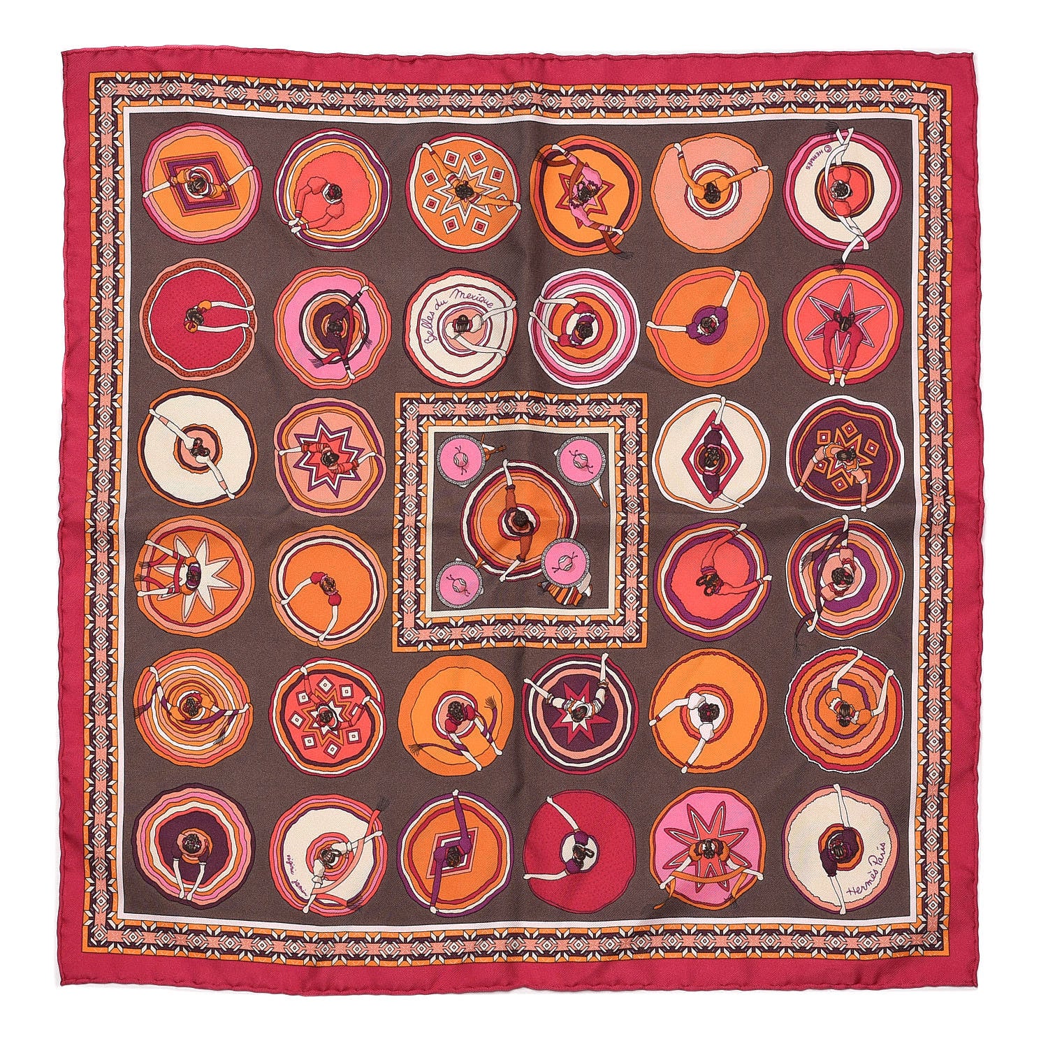 Hermes Silk Belles du Mexique Pocket Square 1 of 4