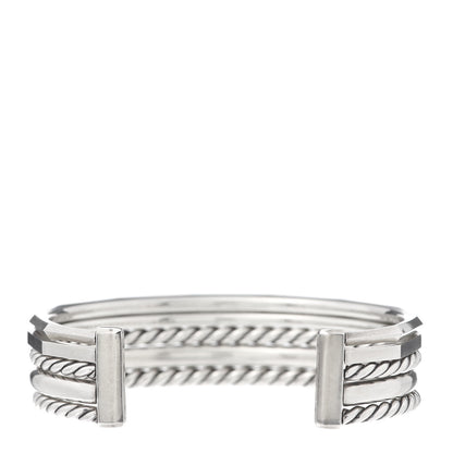 David Yurman Sterling Silver Diamond Narrow Stax Cuff Bracelet 3 of 5