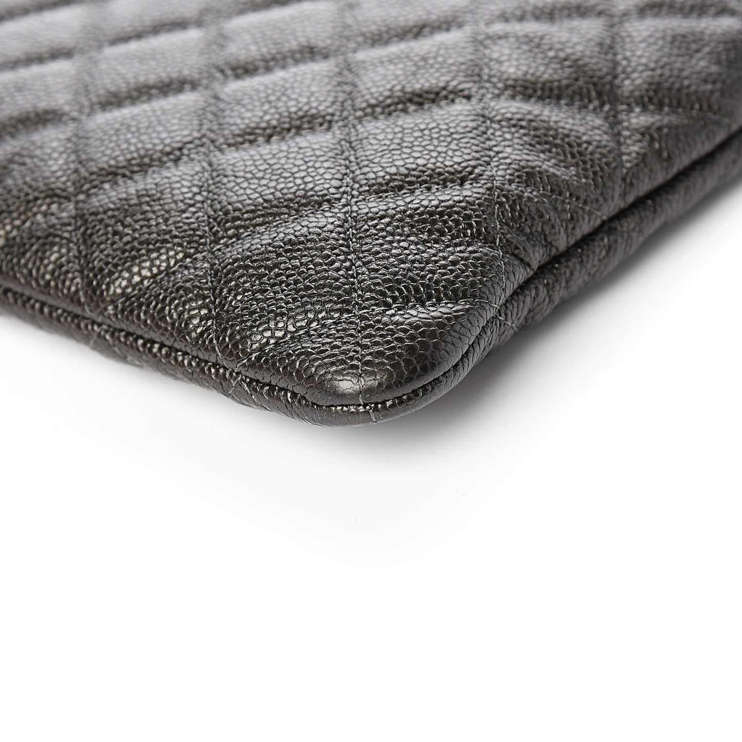 Caviar Quilted Large Cosmetic Case Dark Charcoal