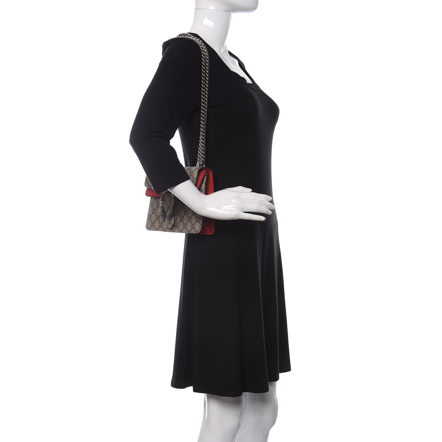 GG Supreme Monogram Mini Dionysus Shoulder Bag Hibiscus Red