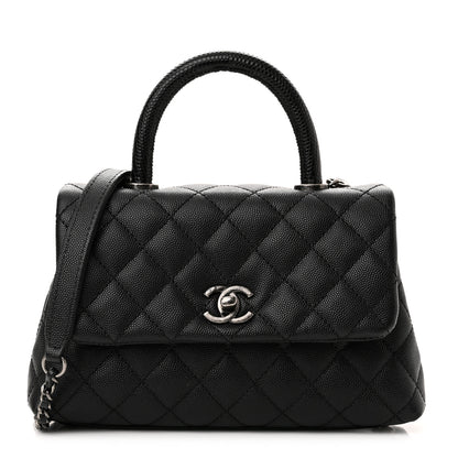 Chanel Caviar Lizard Embossed Quilted Mini Coco Handle Flap Black 1 of 12