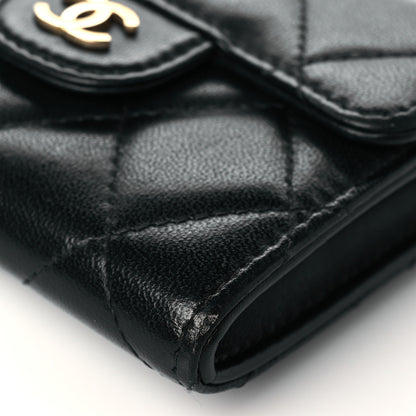 Chanel Lambskin Quilted Flap Card Holder On Chain Black 10 of 11