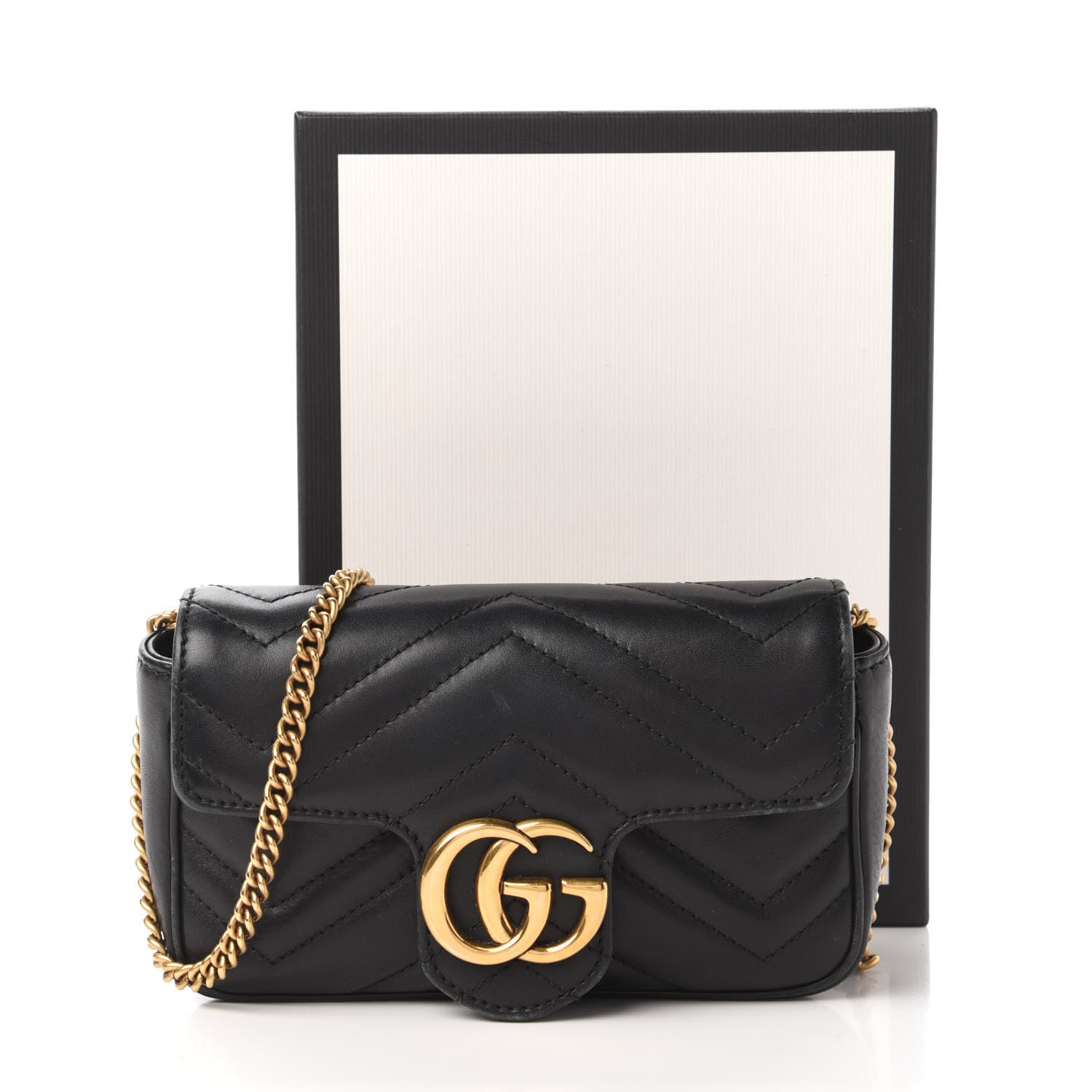 Gucci Calfskin Matelasse Super Mini GG Marmont Shoulder Bag Black 11 of 11