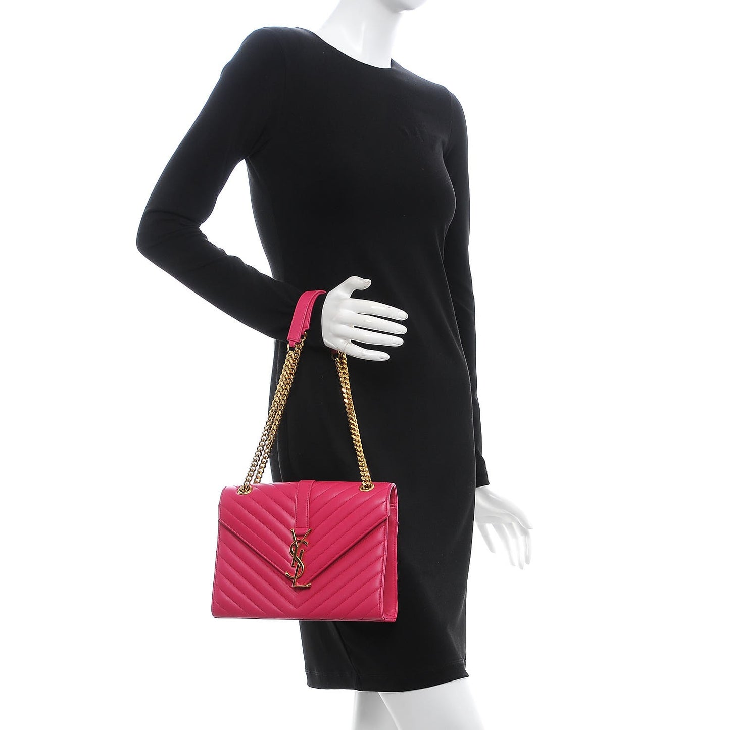 Lambskin Matelasse Medium Monogram Satchel Fuchsia