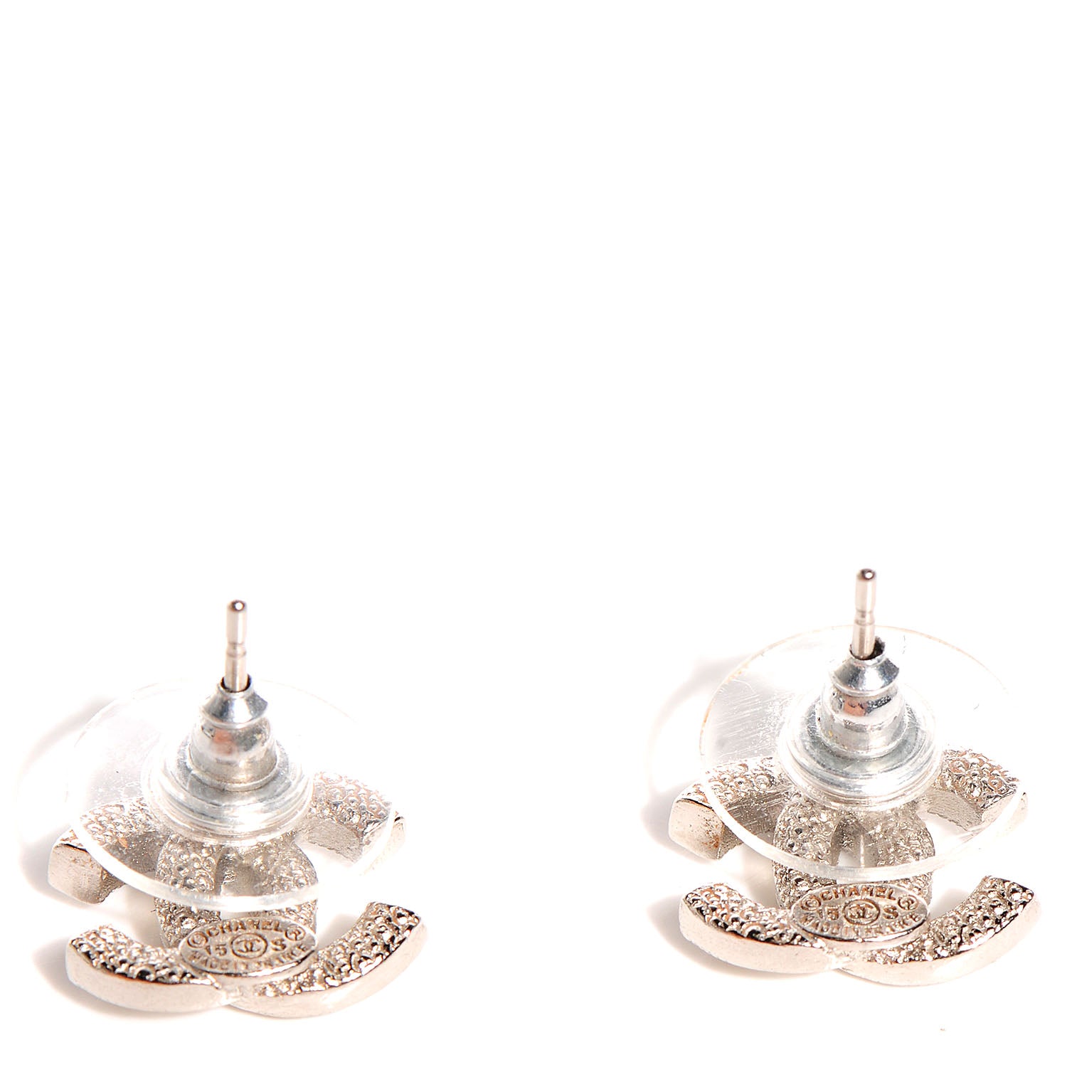 Chanel Crystal CC Earrings Silver 3 of 6