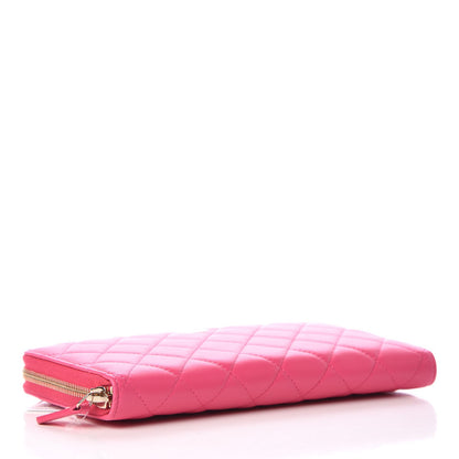 Chanel Lambskin Quilted Large Zip Around Organizer Wallet Fuchsia 4 of 8