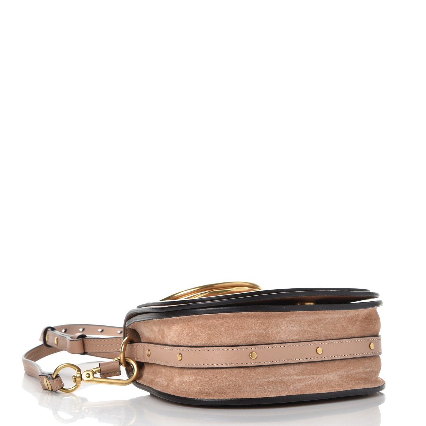 Calfskin Suede Small Nile Bracelet Bag Biscotti Beige